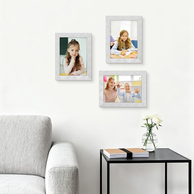 Picrit 5x7 Picture Frame Set of 12, Display 4x6 with Mat or 5x7 without Mat, Photo Frames for Wall Mounting or Table Top Display, Silver