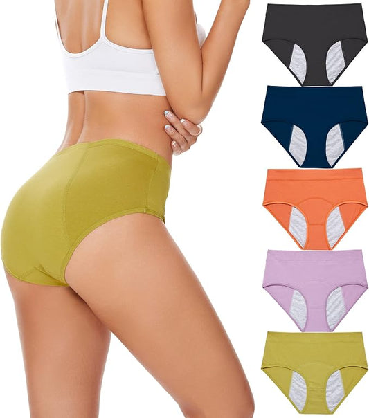 HATSURE Period Underwear for Women Leak Proof Cotton Overnight Menstrual Panties Briefs (Multipack)