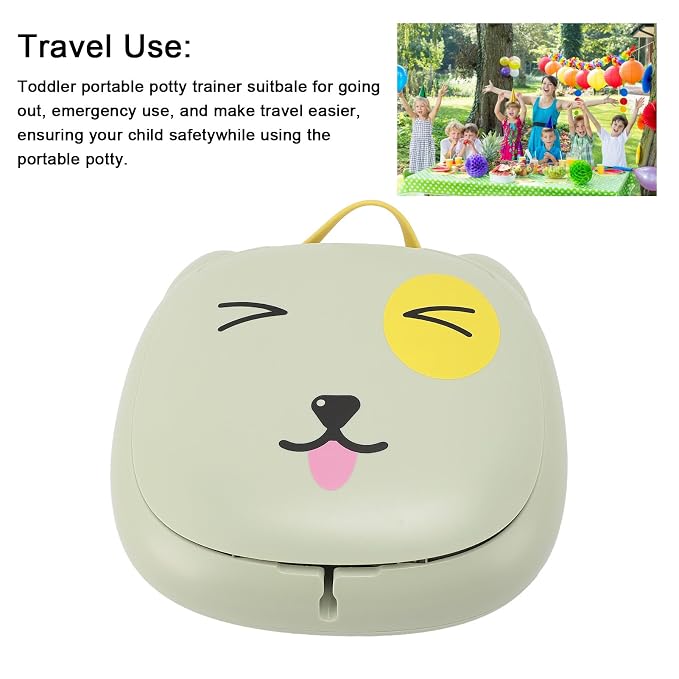 Children Toilet, Training Toilet for Kids, Foldable Potty with Storage Bag, Foldable Potty Training Toilet for Car Driving Camping Travel (Green)