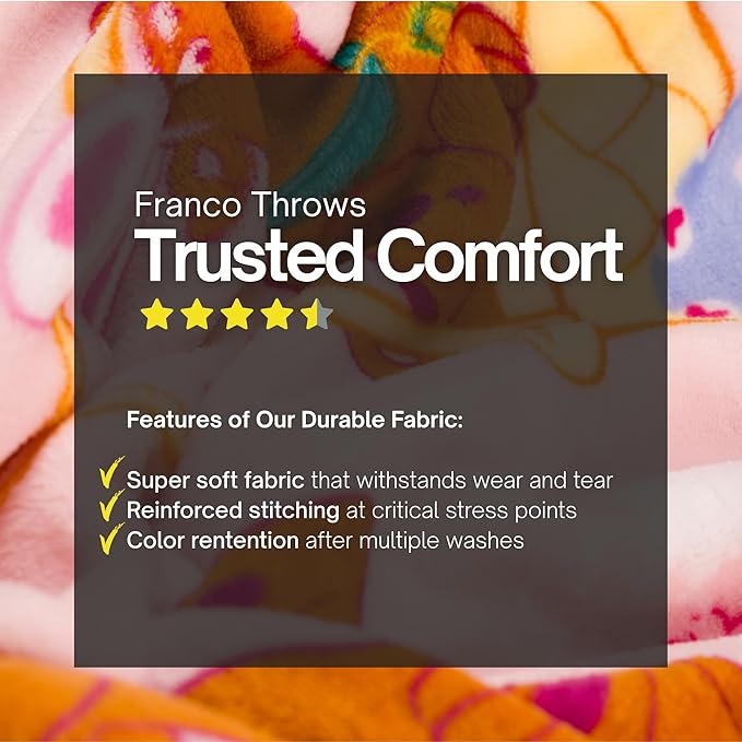 Scooby-Doo Easter Fluffy Throw 50 in x 70 in – Soft Plush Lightweight Blanket for Couch, Bed & Travel (100% Officially Licensed Product) by Franco Collectibles