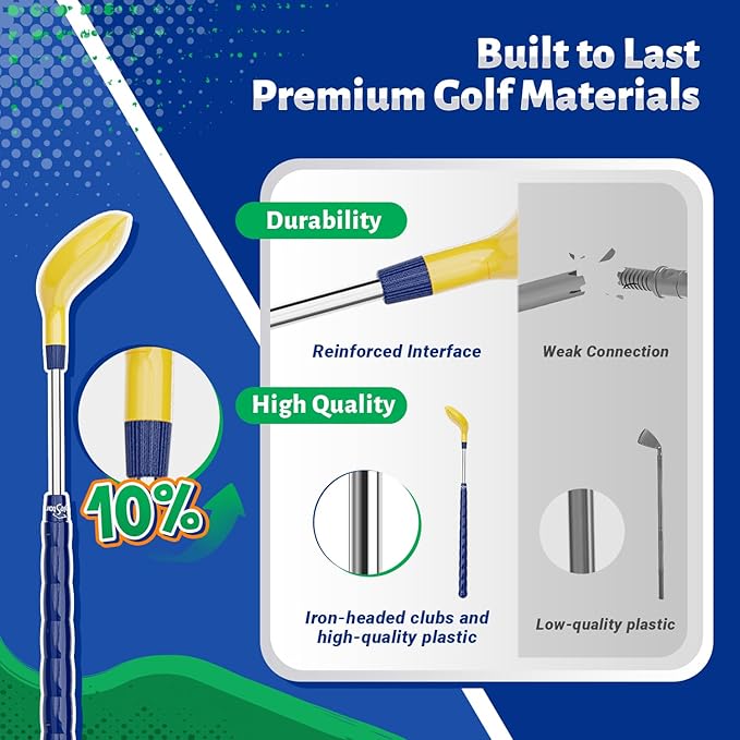 EagleStone Toddler Golf Set with Foot Pedal Launcher, Kids Golf Toy for Ages 3-8, Includes Adjustable Golf Club, 15 Balls & Golf Cart, Indoor&Outdoor Sports Gift for Boys and Girls