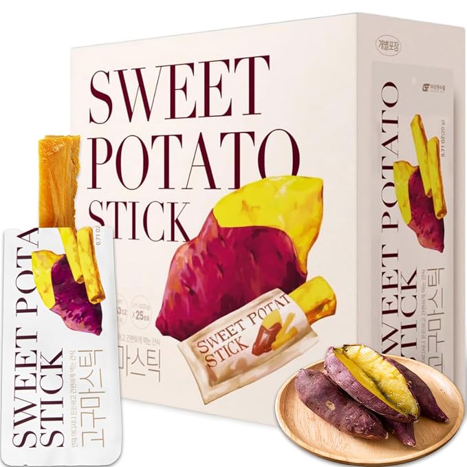 Gangwon Chewy Korean Sweet Potato Snacks, Vegan, No Sugar Added, 25 Packs | Individually wrapped 25 packs · Gluten-free · Non-GMO · Semi-dried · 100% natural vegan sweet potato snack, no sugar added
