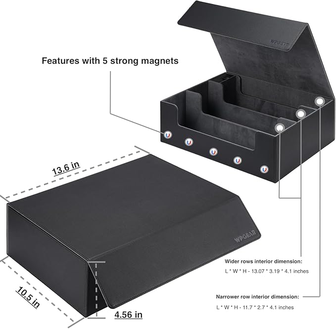 Deck Cases Set for Trading Card, Hold Up to 4000 Cards In Total, Include 3-Row Storage Box, 4 Deck Cases, Game Mat, Dividers and Foam Insert, Compatible with TCG, MTG, YuGiOh and Sport Card