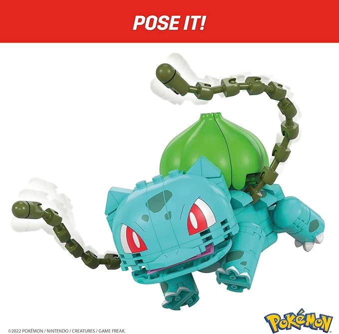 MEGA Pokemon Action Figure Building Toys, Bulbasaur with 175 Pieces, 1 Poseable Character, 4 Inches Tall, Gift Ideas for Kids