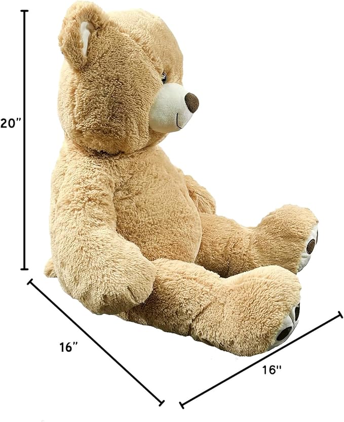 Anico 36" Tall (3 Foot) Big Plush Beige Bear, Stuffed Animal, Teddy Bear with Smiling Face. Premium Stuffed Toy Teddy Bear, Perfect for Girlfriend, Kids, Valentine's Day, Christmas!