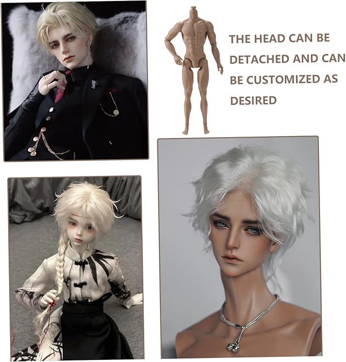 1/6 Scale Action Figure Multi Jointed Posable Male Muscular Action Figure Body with Head for Display Doll Collection, Beige Body Custom Figures Blank