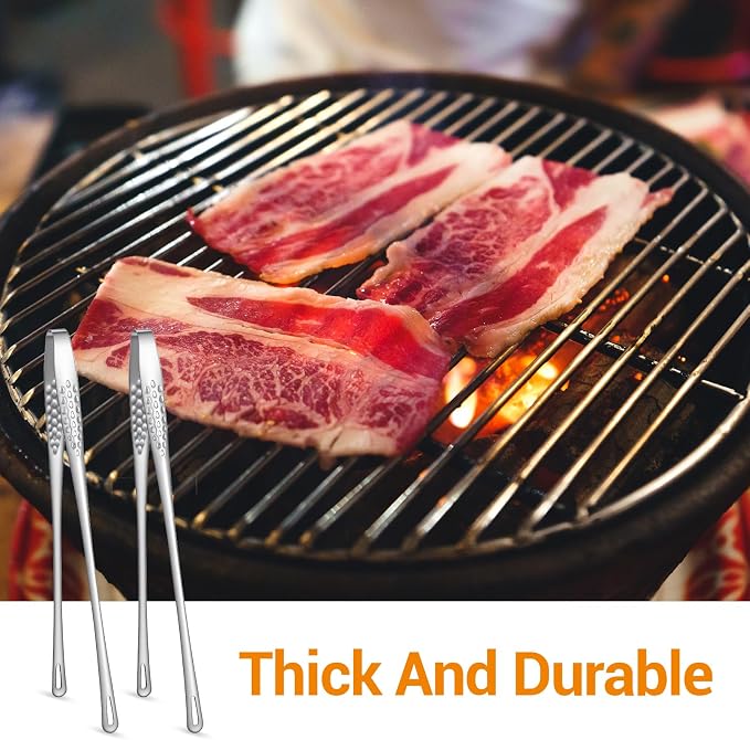 20 Pcs 11 Inches Stainless Steel Korean BBQ Grill Tongs, Kitchen Cooking Tweezers Multi-Purpose Barbecue Tong Portable Clamp Tool Kitchenware for Outdoor BBQ Home Buffet Salad Steak