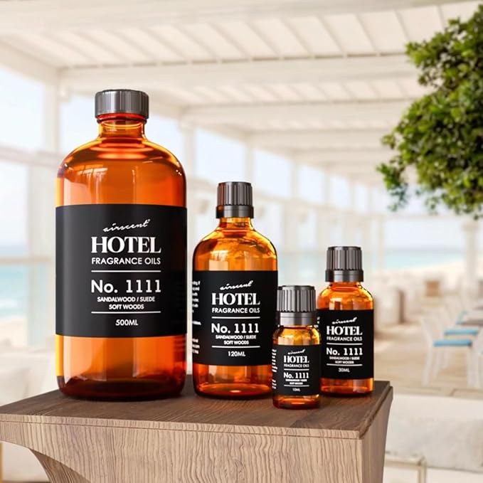 AirScent My Way Diffuser Oil No. 1111 Inspired by the 1 Hotel - 10 mL | Sandalwood Suede Soft Woods - Hotel Fragrance Oil for Ultrasonic and Waterless Diffusers and Crafting - 0.34 fl oz Bottle