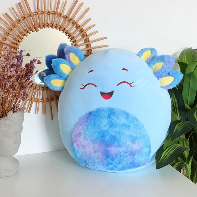 20-Inch Blue Axolotl Plush Pillow Jumbo Axolotl Throw Pillow Cute Plush Toy Giant Soft Hugging Stuffed Animal Birthday for Kids Adults