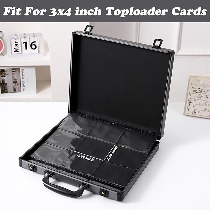 Azamou Toploader Binder for Trading Cards, Hard Cases, Holds 216 Toploaders, 9 Pocket Sleeves for 3" x 4" Cards (Gray 216-Toploaders)