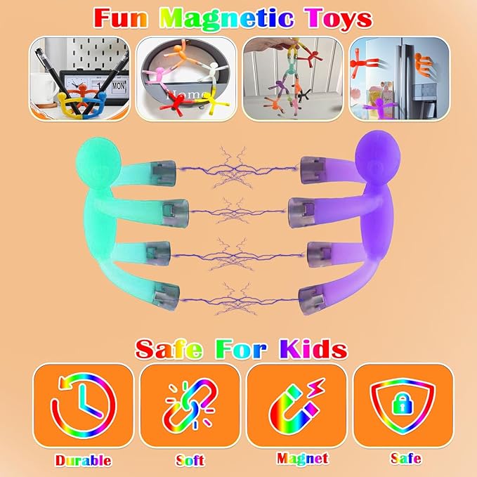 Mom&Myaboy 10PCS Mini Man Magnetic Toys, Translucent Novelty Rubber Magnet Men Fridge Magnets Humanoid Magnetic Kids Travel Birthday Gifts (Transparency)