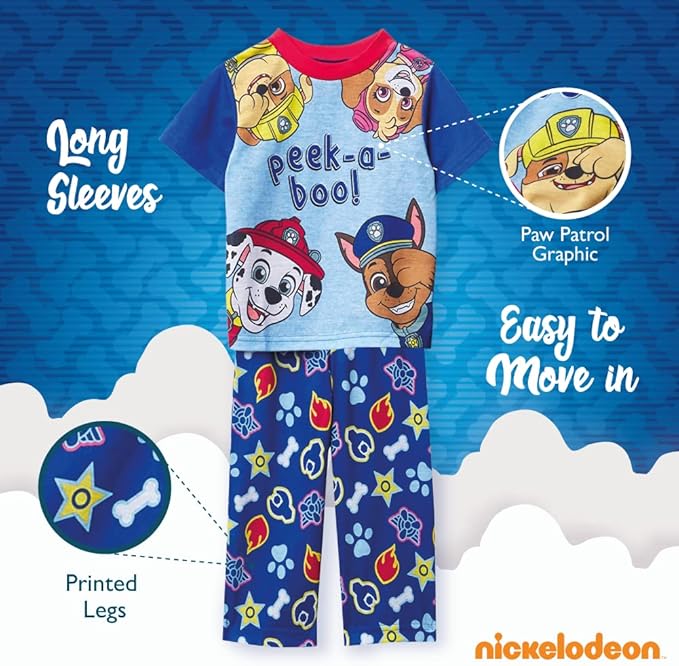 Nickelodeon boys Paw Patrol | Baby Shark 2-piece Loose-fit Pajama Set, Soft & Cute for Kids