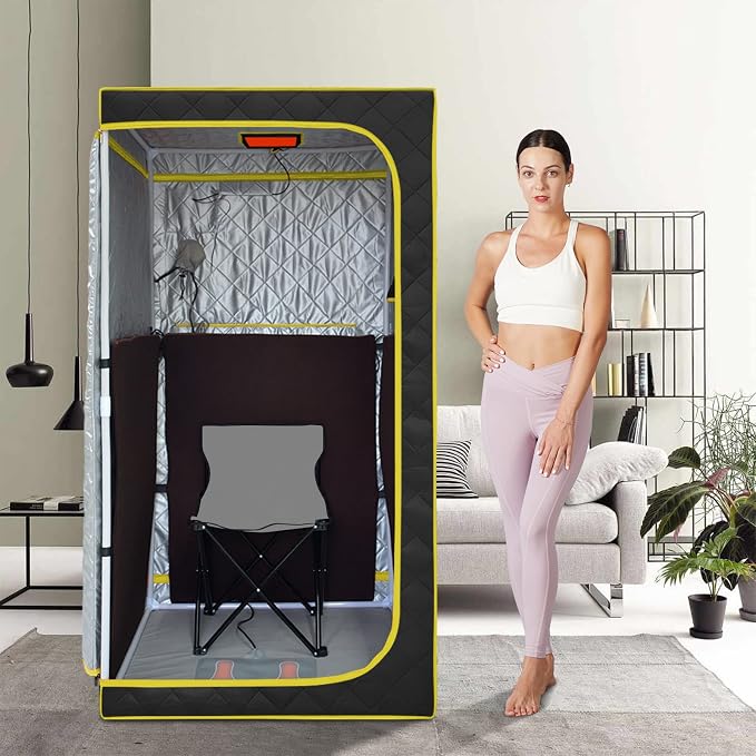 Portable Infrared Sauna, Full Size Far Infrared Sauna, One Person Sauna Tent, Separate Heating Foot Pad and Portable Sauna Chair Home Saunas for Relaxation Detox