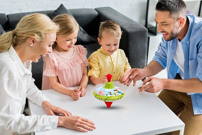 Fun Farm Spinning Top Tin Toy for Kids – Retro Classic Toys - Toddler Traditional Spin Tops - Metal Fidget Spinner for Kindergarten – Sensory Gyroscope - Novelty Present Party Favors