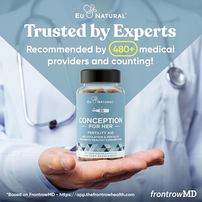 Eu Natural Conception for Her Fertility Supplements for Women - Ovulation, Hormonal Balance & Regular Cycle Support - Myo-Inositol, Folate, Folic Acid & Vitex - 60 Vegetarian Capsules