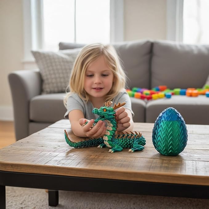 17.8-inch 3D Printed Dragon Eggs, Glow in The Dark Fidget Toys for Kids & Adults, for Home Office Desk Decor (Dragon God)