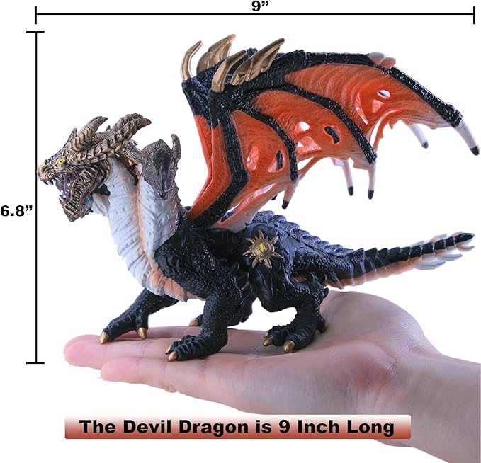 RECUR Devil Dragon Action Figurine, 9 Inch Statue Dragon Toys for Boys Girls Kids, RPG Figures Miniatures for Tabletop Display & Roleplaying, Collectors Toy Age 3 +