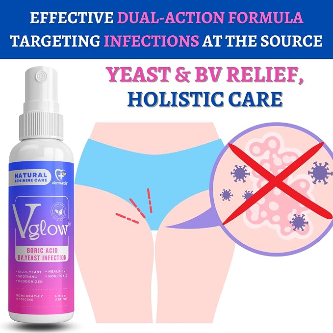 Boric Acid BV Relief for Women - Natural Yeast Infection, Odor, Itch Relief Solution - Treats Yeast Infection Symptoms with Effective Boric Acid Formula.