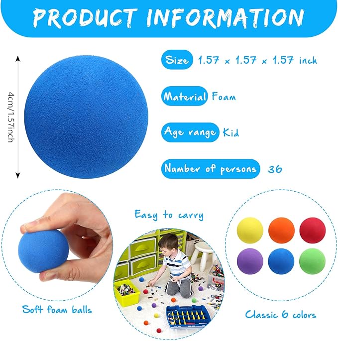 Mini Soft Foam Balls Assorted Play Balls Lightweight for Crafts, Birthday Party Favors and Gifts