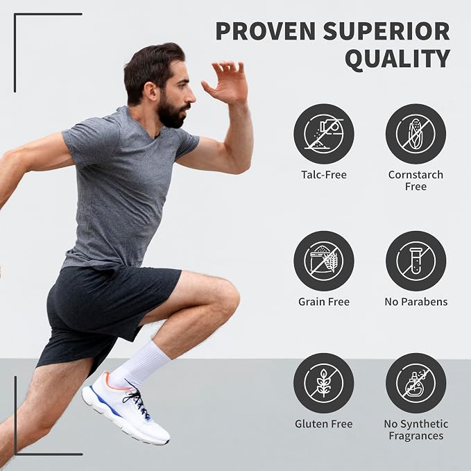 Pure for Him Mens Talc-Free Body Powder, Food Grade Bentonite Clay, Anti Chafing, Foot Powder, Dry Fresh Skin Comfort for Thighs Groin Underarms, Unscented 8 oz Calcium Bentonite Men Deodorant
