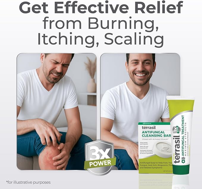 terrasil Antifungal Cream + Antifungal Soap 2-Product Kit Clinically-Proven Clotrimazole Effective Treatment & Relief: Jock Itch Athletes Foot Fungal Yeast Infection Ringworm (50g Tube & 75g bar)