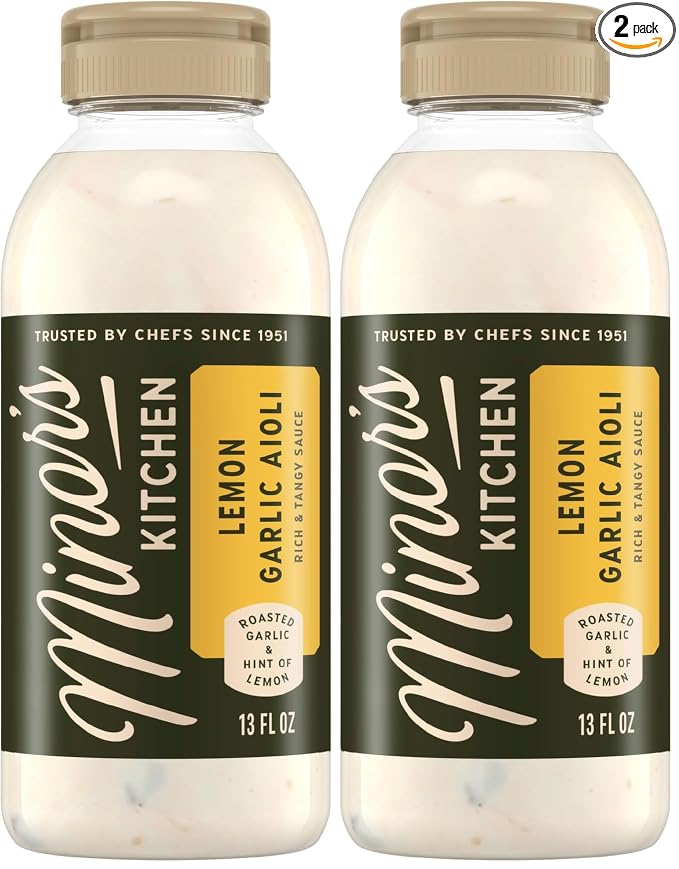 Minor's Kitchen Lemon Garlic Aioli, Garlic Sauce, Condiments And Sauces, Dips And Spreads (Pack of 2)