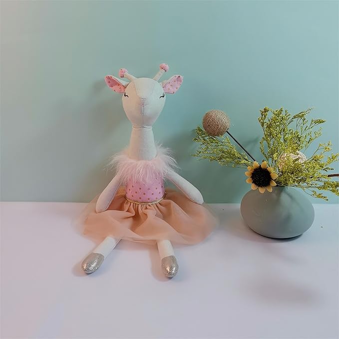 Giraffe Stuffed Animals for Girls,15.7" Pink Deer Plushies with Lace Skirt,Cute Stuffed Animal for Girls