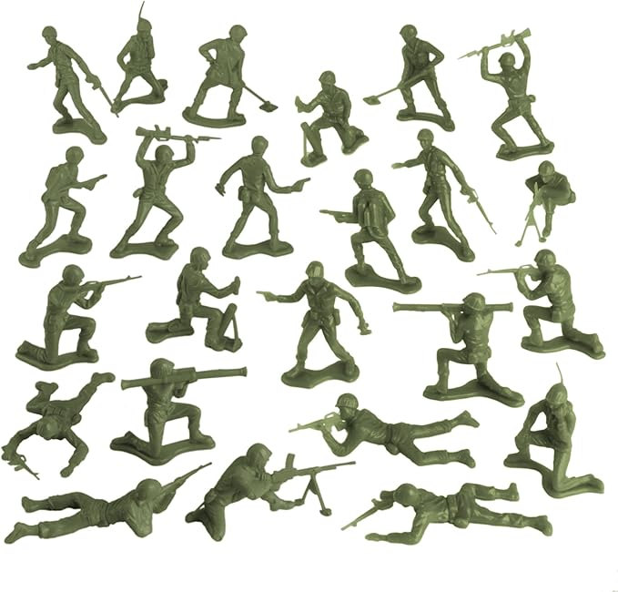 TimMee Plastic Army Men - OD Green 48pc Toy Soldier Figures - Made in USA