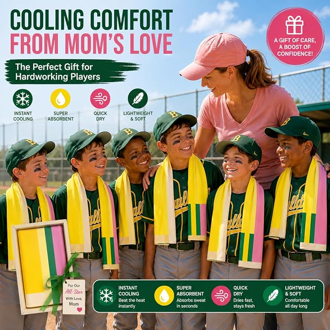 12PCS Pencil Chill Towel,Baseball Chill Towel Soft and Breathable Cooling Towel Neck Cooling Towel,Suitable for Outdoor Sports Gym Outdoor Camping Baseball Team Gift Party Gifts