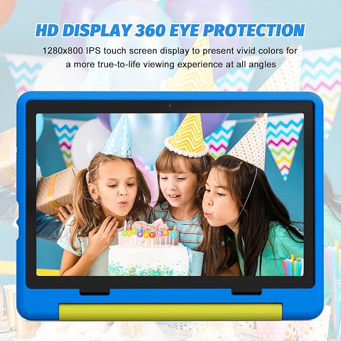 Kids Tablet, Android 15 Tablet for Kids 10 inch Octa-Core with Case, 64GB 1TB TF Card Expandable for Toddler Children, Parental Control, Dual Camera, WiFi,Gift
