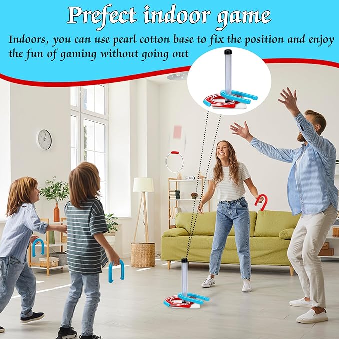 Blueweenly LED Ring Toss Game for Adults and Family, 12 Pcs, Red, Blue, Green LED Horseshoes and Hoop Rings, Outdoor Yard Games