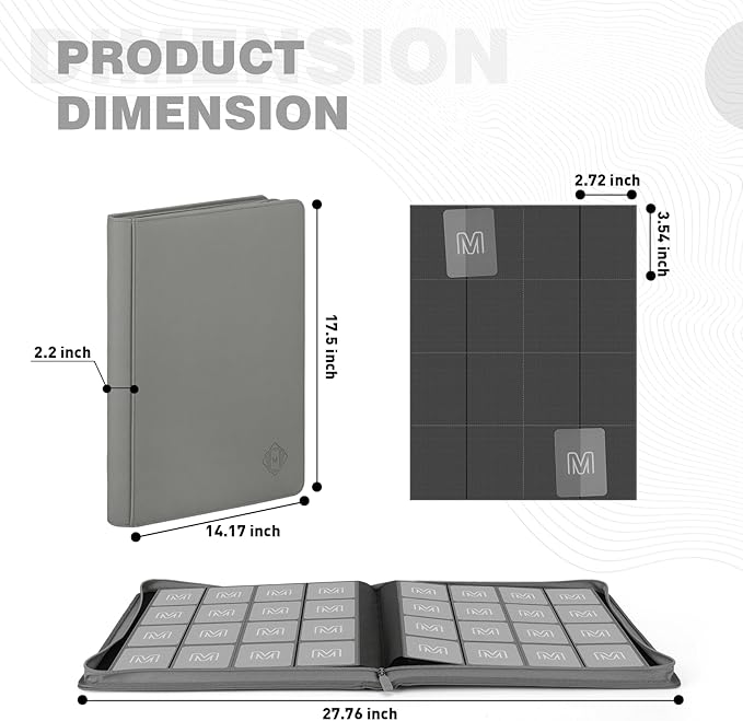 Premium Card Binder 16 Pocket,Trading Card Binder Holds up to 1000+Cards Sturdy Card Collection Album, Card Holder Folders for MTG, TCG, Game Cards & Sports Cards