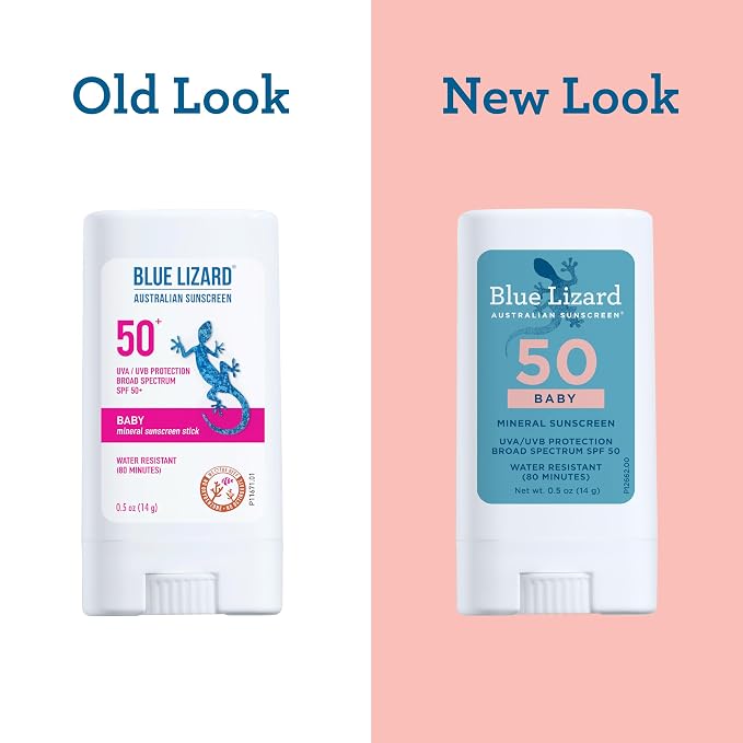 Blue Lizard BABY Mineral Sunscreen Stick with Zinc Oxide,SPF 50+,Water Resistant,UVA/UVB Protection - Easy to apply,Fragrance Free,.5 oz,(Pack of 2)