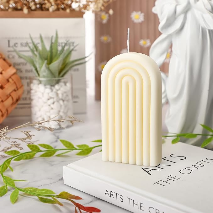 Arch Shaped Candles Geometric Scented Aesthetic Candle Geometric U Shaped Candles Minimalist Candle Aroma Wax Art Decorative Soy for Spa Yoga Birthday Gift Home Party Decor(White)