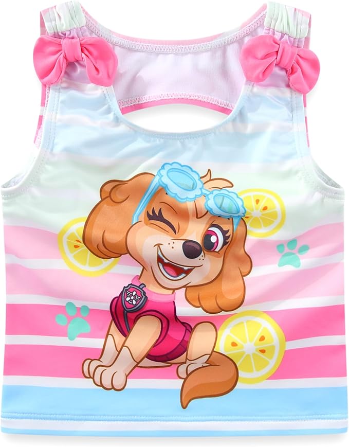Paw Patrol Nickelodeon Skye Girls UPF 50+ Bathing Suit Tankini and Bikini Bottom Swimsuit Set for Toddler and Big Kids
