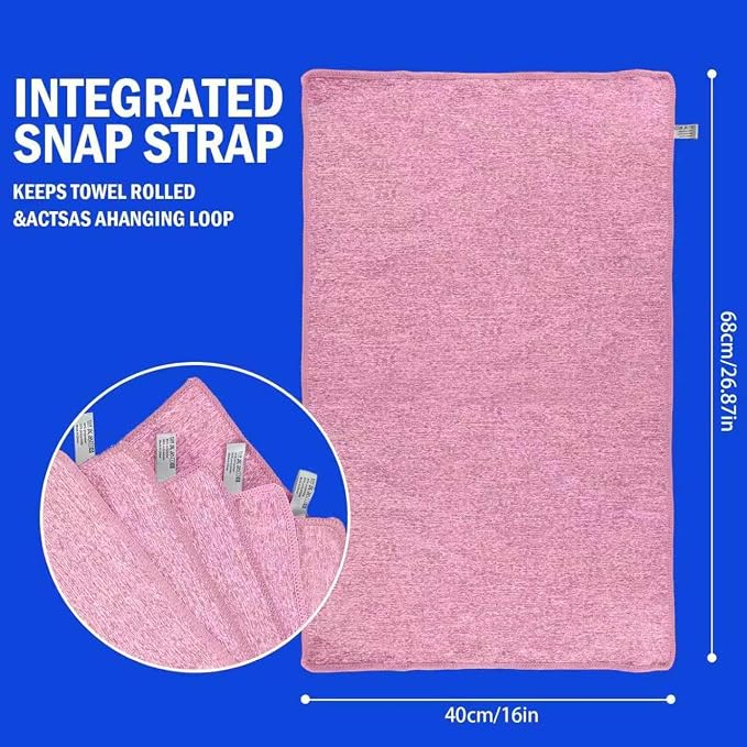 Microfiber Quick Dry Gym Towel, Lint Free Odor-Free Absorbent Fiber, Fast Drying, Men & Women Workout Gear for Body Sweat, Working Out, Towels (Pink, 5Pack - 16 * 27Inch)