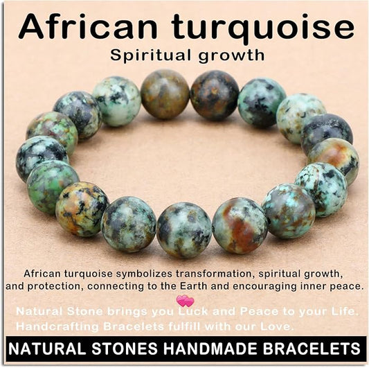 AD Beads Handmade Gemstone Stretch Elastic Bracelet Crystal Healing Reiki Nature's Beauty and Spiritual Essence Unisex
