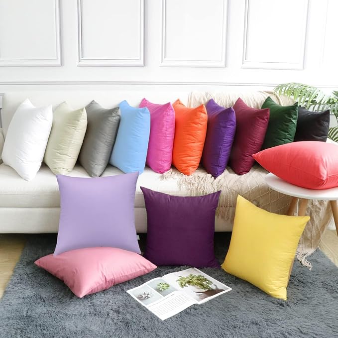 4-Pack 100% Cotton Comfortable Solid Decorative Throw Pillow Case,Thmyo Square Cushion Cover Pillowcase Sublimation Blank Pillow Covers DIY Throw Pillowcase(20x20 inch/ 50x50cm,Dark Reddish Purple)