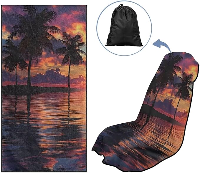 INSTANTARTS Coconut Beach Car Seat Towel Covers Yoga Towel Car Seat Cover Car Towel for Camping Trave