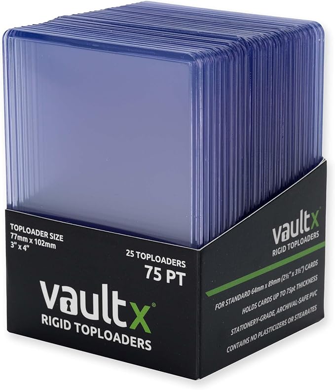Vault X Toploaders 75pt (25 Pack), 3" x 4" Seamless Clear Rigid Card Holders for Trading Cards TCG