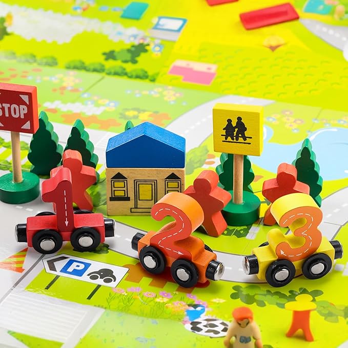 Vinsot 2 Sets Magnetic Wooden Alphabet and Number Train Toys Preschool Educational Activities Learning ABC Number Learning Toys Birthday Gifts for Toddlers Preschool Kids Baby Boys and Girls