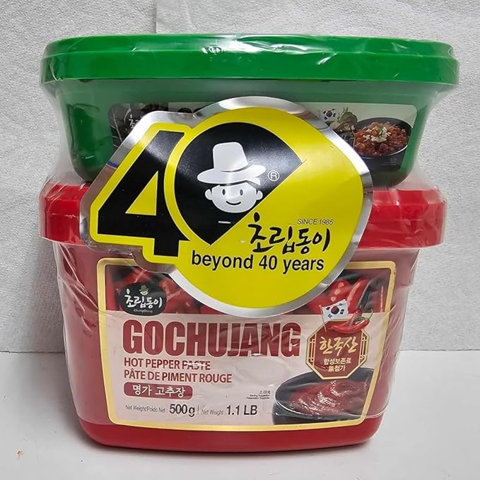 Korean Food Choripdong Gochujang & Ssamjang Sauce Set Red Chili Paste 670g | Korean sauce set with gochujang and ssamjang for grilling, dipping, and cooking. 500g chili paste and 170g soybean paste.