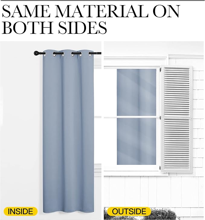 NICETOWN Vintage Blue Blackout Curtains 84 inches Length for Living Room, 2 Panels, 42" Wide, Thermal Insulated Long Drapes for Large Window