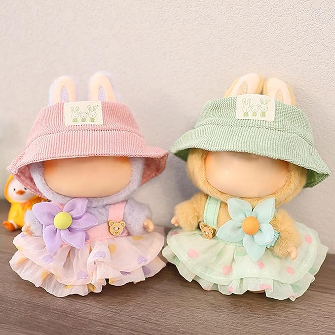 Designer Clothes for Dolls Accessories15cm /17cm Doll Clothing Set Replacement Pink Outfit 5Pcs Set (Pink Skirt + hat)
