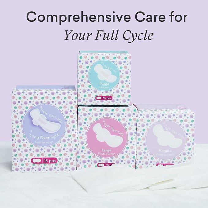 PurComfy Teens Period Pads with Wings for Tweens, Organic Cotton Sanitary Pads for Teen Girls 9-14, Teen Regular, 18 CT (Pack of 2)