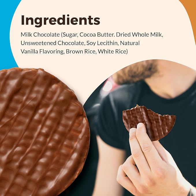 Lieber's Milk Chocolate Rice Cakes, Kosher Dairy, Gluten Free, 24 Count | Whole Grain Brown Rice, 60 Calories or Less per Cake, Crispy Low Calorie Snack Pack or Gift Pack, Wheat Free