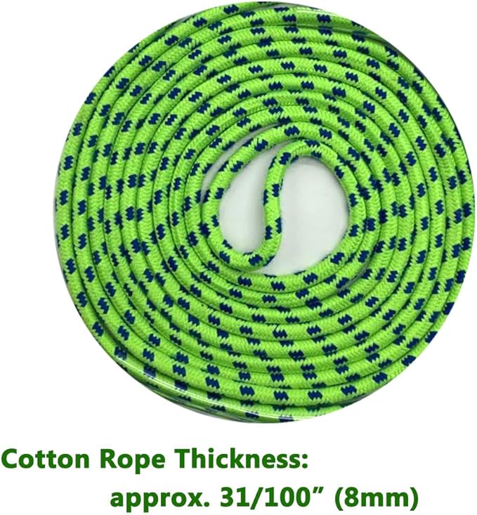 16 FT Double Dutch Jump Rope for Kids - Wooden Handle - Adjustable Cotton Braided Fitness Skipping Rope for Fitness, Outdoor Fun, School Sports, and Party Games