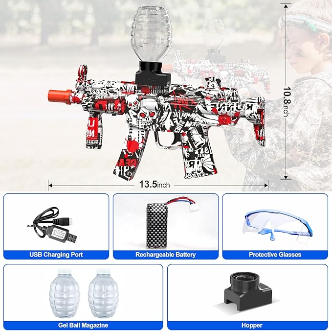 Anstoy Gel Ball Blaster, Splat Gun Toy Automatic for Outdoor Activities-Shooting Team Game, Christmas, Halloween, Birthday Gifts for Ages 14+ (Red)