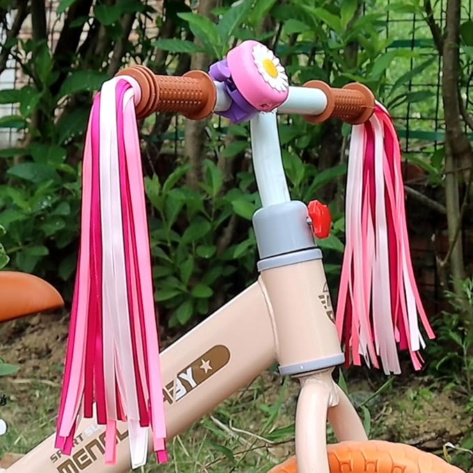 PLATT Kid's Bicycle Handlebar Streamers Colorful Ribbons Tassel for Girls Boys Bicycle Handlebar Scooter Handgrip (1Pair) (pink)