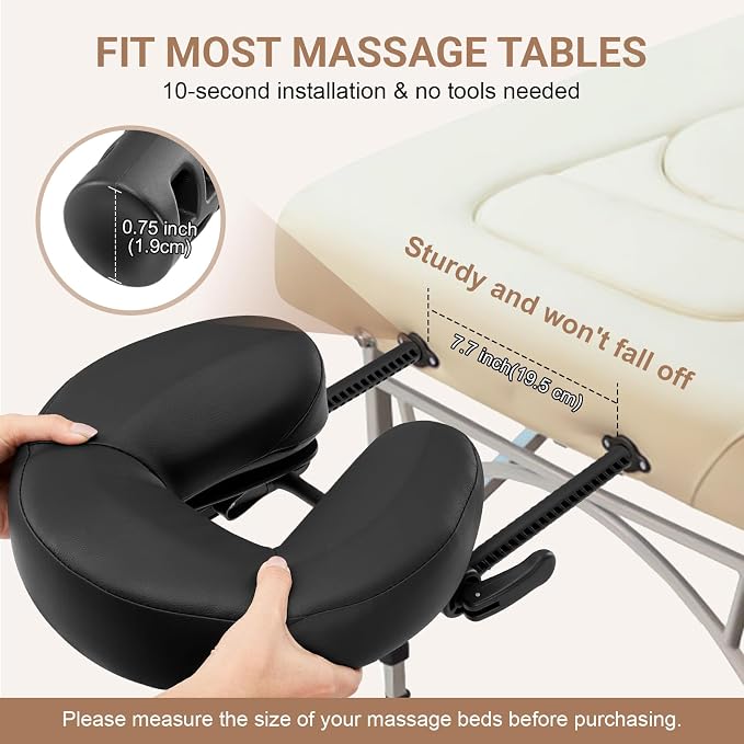 Universal Adjustable Massage Table Face Cradle & Headrest, Memory Foam Face Pillow Cushion for 3-7 Inch Mattress Massage Table Headrest for Eye Surgery Recovery Salon SPA Massage Bed